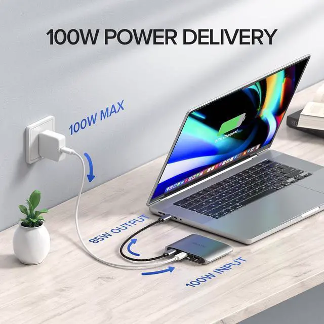Alt view image 3 of 7 - 6-in-1 USB C Hub with 4K HDMI,3 USBC 10 Gbps Data Ports, Full-Featured USB-C100W Power Delivery+10 Gbps Data Ports+4K DP