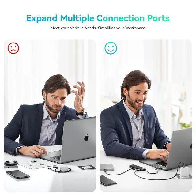 Alt view image 2 of 7 - USB-C Hub 7 Ports with SD&TF Card Reader, 4K HDMI Display, Three 5Gbps USB-A Data Ports, 100W PD Input, Powered USB3.0 Hub, USB to HDMI Adapter for PC/Laptop
