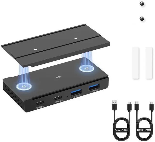 Main image of 10Gbps Magnetic USB-C Hub, 4-Port USB 3.2 Gen2 Desktop Hub with 47" Extra Long Cable, Aluminum USB C Splitter, Under Desk Mount Multi Port USB Hub for MacBook, PC, Surface, SSD, Black