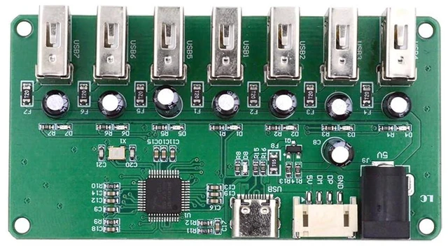 Main image of xiwai USB2.0 Type-C & 4Pin Pitch=2.0mm Wafer 1-to-7 Ports Type-A HUB Splitter PCBA Expansion Module Board PCs Multiport 4 Devices for Keyboard Mouse Scanner Printer