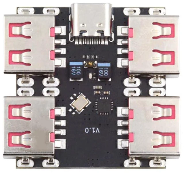Main image of xiwai USB 2.0 1-to-4 Four Ports HUB Splitter PCBA Expansion Module Board PCs Multiport 4 Devices Type-C for Keyboard Mouse Scanner Printer