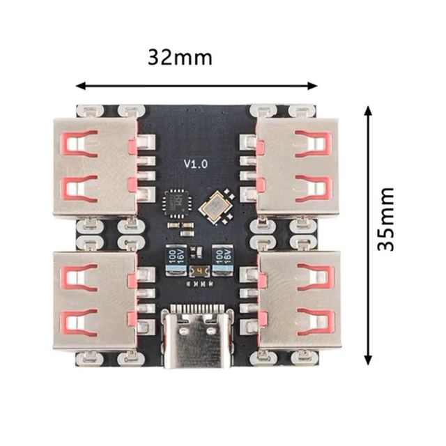 Alt view image 3 of 7 - xiwai USB 2.0 1-to-4 Four Ports HUB Splitter PCBA Expansion Module Board PCs Multiport 4 Devices Type-C for Keyboard Mouse Scanner Printer