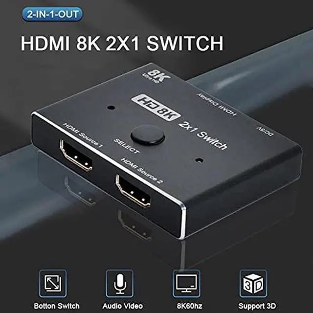 Alt view image 6 of 7 - 8K@60hz HDMI-Compatible 2.1 Switch 2-IN-1-OUT Hub Support HDCP SST Extended 4K@60hz
