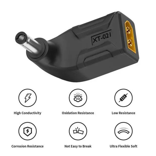 Alt view image 5 of 7 - xiwai XT60 Power Connector Male SC100 Protocol to DC 5.5x2.1mm Male Plug Fast Charging Angled Vertical Adapter for RC Lipo Battery Quadcopter Multicopter Aeromodelling