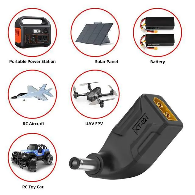 Alt view image 6 of 7 - xiwai XT60 Power Connector Male SC100 Protocol to DC 5.5x2.1mm Male Plug Fast Charging Angled Vertical Adapter for RC Lipo Battery Quadcopter Multicopter Aeromodelling