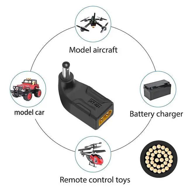Alt view image 7 of 7 - xiwai XT60 Power Connector Male SC100 Protocol to DC 5.5x2.1mm Male Plug Fast Charging Angled Vertical Adapter for RC Lipo Battery Quadcopter Multicopter Aeromodelling