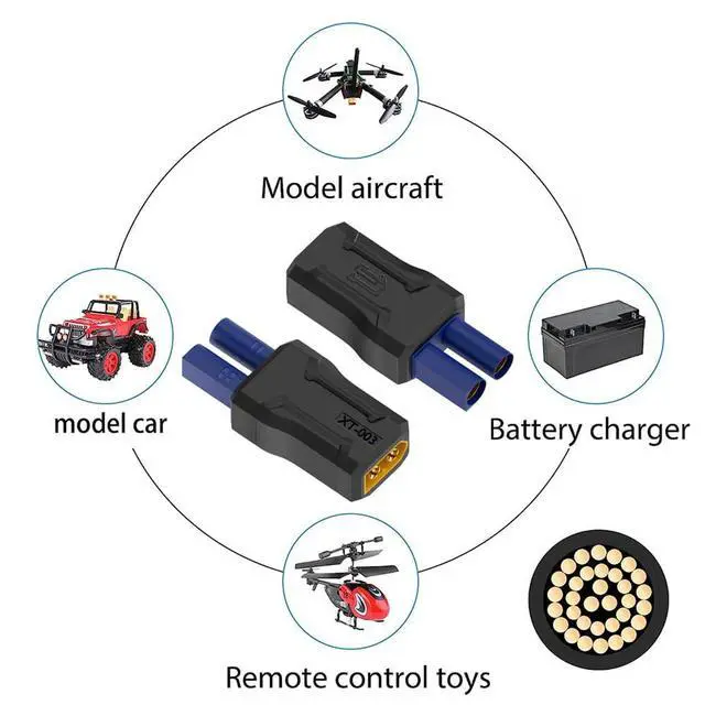 Alt view image 7 of 7 - xiwai XT60 Power Connector Male SC100 Protocol to EC5 Male Plug Fast Charging Adapter for RC Lipo Battery Quadcopter Multicopter Aeromodelling