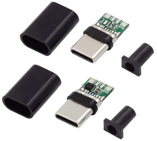Main image of xiwai 2sets/lot USB Type C Male to USB-C Male 100W DIY OEM 24pin Connector Plug PD USB2.0 Data with Housing Cover for Replacement