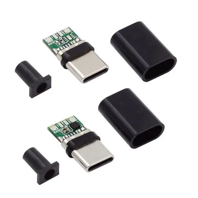 Alt view image 3 of 7 - xiwai 2sets/lot USB Type C Male to USB-C Male 100W DIY OEM 24pin Connector Plug PD USB2.0 Data with Housing Cover for Replacement