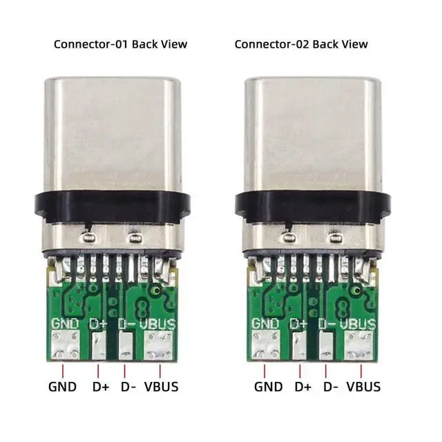 Alt view image 5 of 7 - xiwai 2sets/lot USB Type C Male to USB-C Male 100W DIY OEM 24pin Connector Plug PD USB2.0 Data with Housing Cover for Replacement