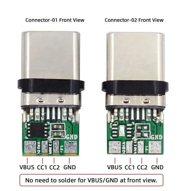 Alt view image 6 of 7 - xiwai 2sets/lot USB Type C Male to USB-C Male 100W DIY OEM 24pin Connector Plug PD USB2.0 Data with Housing Cover for Replacement