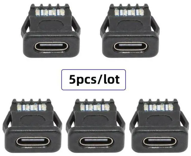 Alt view image 2 of 7 - xiwai 5pcs/Set DIY OEM Type C Female Socket Connector to 6Pin PCBA Pinout Rectangle Latch Mount Type PD Power DC 5V/20V IP67 for Wiring