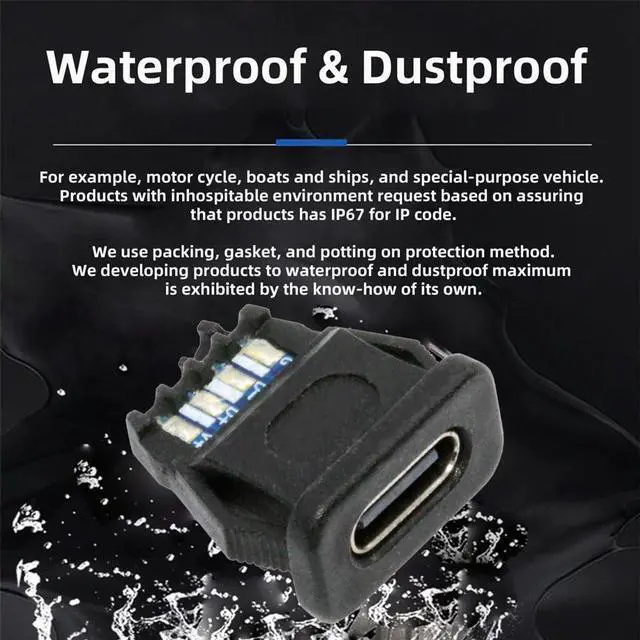 Alt view image 6 of 7 - xiwai 5pcs/Set DIY OEM Type C Female Socket Connector to 6Pin PCBA Pinout Rectangle Latch Mount Type PD Power DC 5V/20V IP67 for Wiring