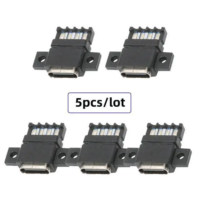 Alt view image 2 of 7 - xiwai 5pcs/Set DIY OEM Type C Female Socket Connector to 6Pin PCBA Pinout Flat Scew Mount Type PD Power DC 5V/20V for Wiring
