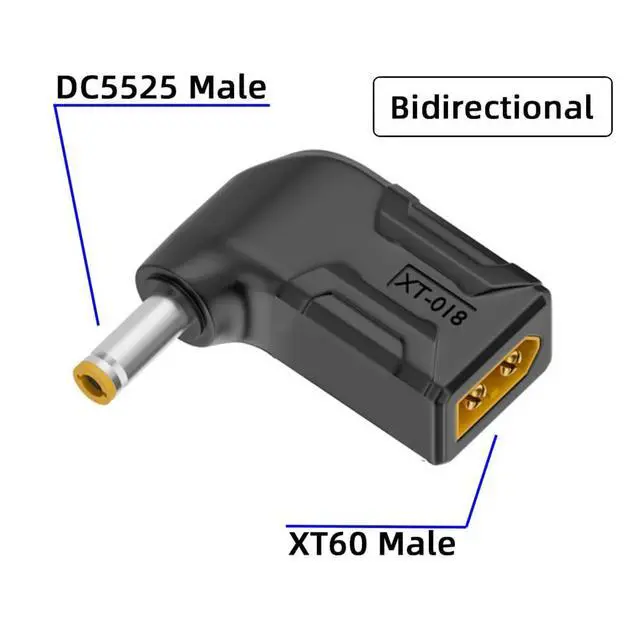 Alt view image 2 of 7 - xiwai XT60 Power Connector Male SC100 Protocol to DC 5.5x2.5mm Male Plug Fast Charging Angled Horizontal Adapter for RC Lipo Battery Quadcopter Multicopter Aeromodelling