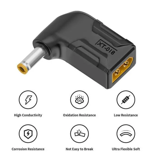 Alt view image 5 of 7 - xiwai XT60 Power Connector Male SC100 Protocol to DC 5.5x2.5mm Male Plug Fast Charging Angled Horizontal Adapter for RC Lipo Battery Quadcopter Multicopter Aeromodelling