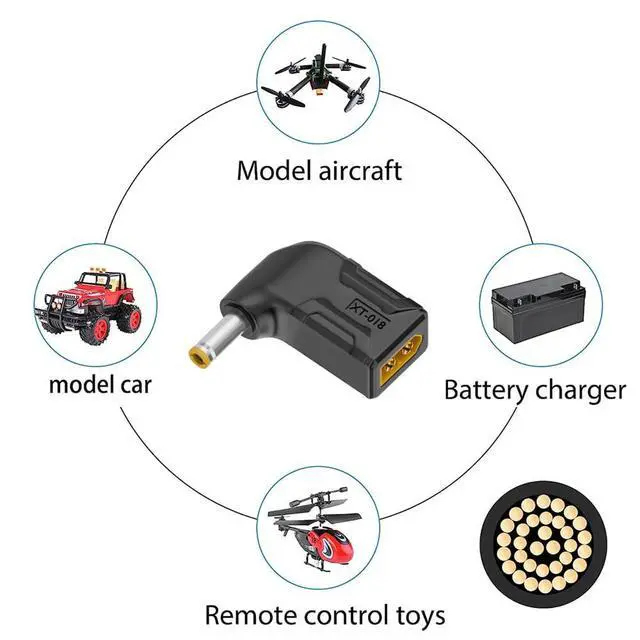Alt view image 7 of 7 - xiwai XT60 Power Connector Male SC100 Protocol to DC 5.5x2.5mm Male Plug Fast Charging Angled Horizontal Adapter for RC Lipo Battery Quadcopter Multicopter Aeromodelling