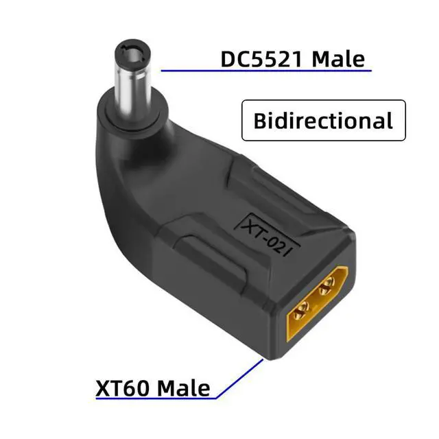 Alt view image 2 of 7 - xiwai XT60 Power Connector Male SC100 Protocol to DC 5.5x2.1mm Male Plug Fast Charging Angled Vertical Adapter for RC Lipo Battery Quadcopter Multicopter Aeromodelling