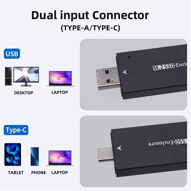 Alt view image 7 of 7 - Type-C & USB3.0 to NVME M-Key M.2 NGFF SATA SSD PCBA Case 2230/2242mm Adapter RTL9210B Chipset