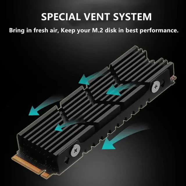 Alt view image 3 of 6 - M.2 Heatsink for NVMe SSD - PS5 & PC Cooling with Thermal Pad (2280 PCIe Gen3/Gen4) - Compatible Samsung 980/990 PRO, WD SN850/SN750, Seagate FireCuda 530 - Aluminum Heat Sink Cooler
