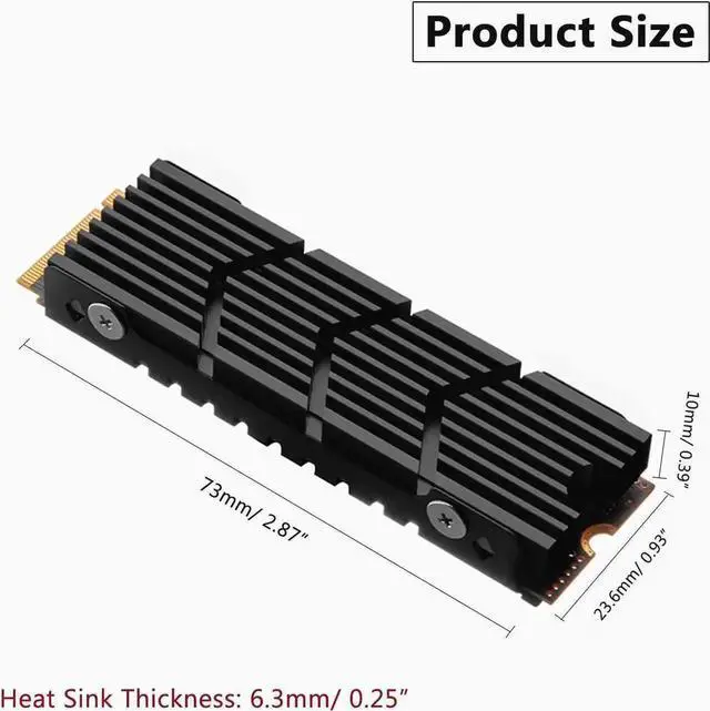Alt view image 2 of 6 - M.2 Heatsink for NVMe SSD - PS5 & PC Cooling with Thermal Pad (2280 PCIe Gen3/Gen4) - Compatible Samsung 980/990 PRO, WD SN850/SN750, Seagate FireCuda 530 - Aluminum Heat Sink Cooler