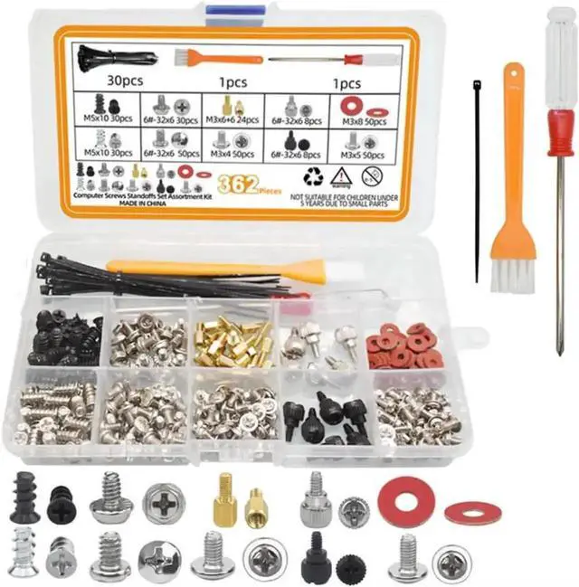 Alt view image 5 of 5 - 362pc Computer Screws Assortment Kit | Motherboard Standoff Risers Screw Set for HDD SSD Hard Drive, Computer Case, Fan, Power Supply, Graphics, CD, Motherboard Screws Kit for DIY & Repair