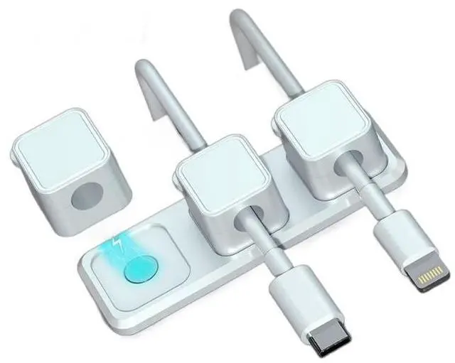 Alt view image 2 of 2 - Magnetic Cable Organizer Clips, Desktop Wire Management Holder with Self-Adhesive Base, Cable Clips for Desk Mouse Charging Cable Power Strip Cord Organizer, 6 Pack Viscose pick