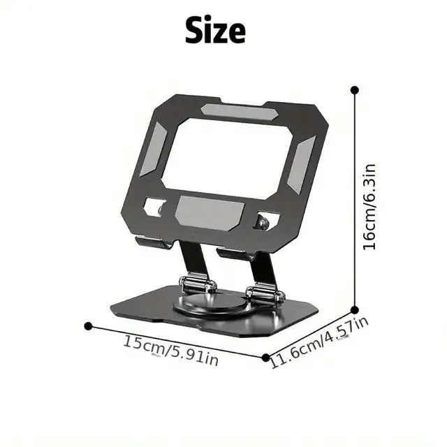 Alt view image 2 of 6 - Foldable Metal Tablet Holder Adjustable 360 Degree Rotating Hollowed Tablet Rack Height Adjustable Tablet PC Stand Silver