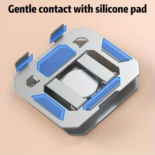 Alt view image 6 of 6 - Foldable Metal Tablet Holder Adjustable 360 Degree Rotating Hollowed Tablet Rack Height Adjustable Tablet PC Stand Silver