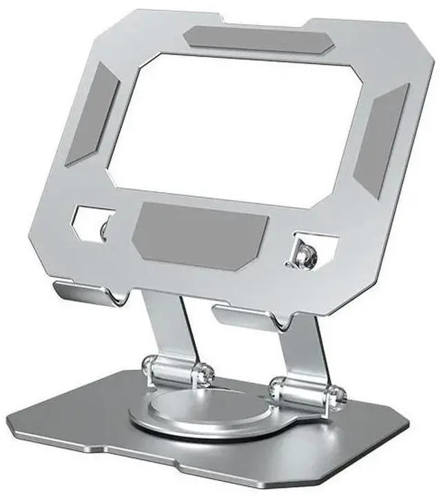 Main image of Foldable Metal Tablet Holder Adjustable 360 Degree Rotating Hollowed Tablet Rack Height Adjustable Tablet PC Stand Silver