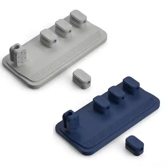 Main image of Magnetic Cable Clips Organizer Magnetic Cable Holder Silicone Travel USB Desk Management Holder Gray