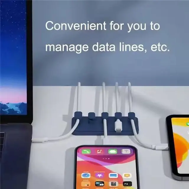 Alt view image 3 of 5 - Magnetic Cable Clips Organizer Magnetic Cable Holder Silicone Travel USB Desk Management Holder Gray
