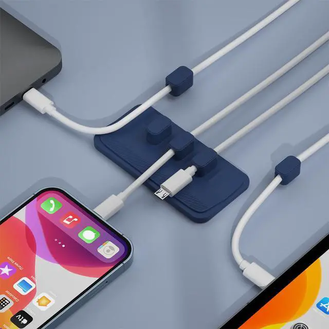 Alt view image 4 of 5 - Magnetic Cable Clips Organizer Magnetic Cable Holder Silicone Travel USB Desk Management Holder Gray