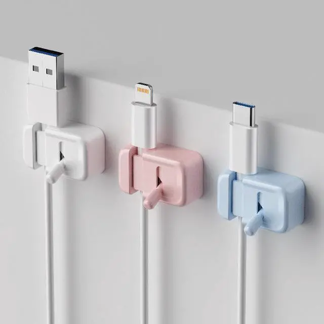 Alt view image 3 of 4 - New Plastic Cable Clip Adhesive Wire Cord Holder Organizer Winder Wall Mounted Modern Desk Storage Home Office Car Cable blue-3pcs