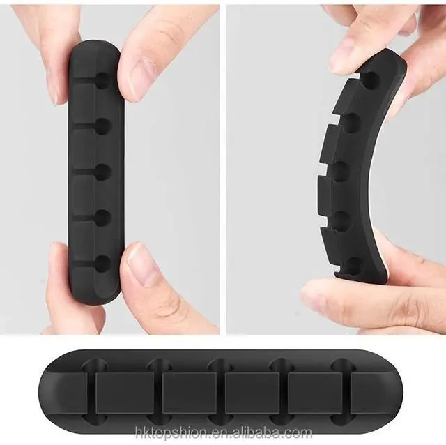 Alt view image 4 of 4 - Silicone Cable Clips, Desk Cable Drop, Desk Wire Clips for All Your Computer, Electrical, Charging or Mouse Cord 3 slot gray