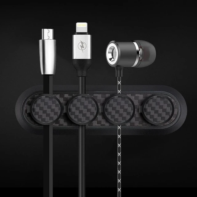 Alt view image 2 of 4 - Car ABS+PA Carbon Fiber Magnetic Charging Cable Storage USB Data Line Clip Holder Organizer for Windshield-Durable