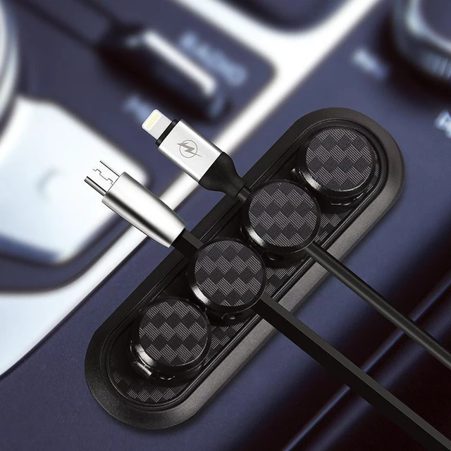 Alt view image 4 of 4 - Car ABS+PA Carbon Fiber Magnetic Charging Cable Storage USB Data Line Clip Holder Organizer for Windshield-Durable
