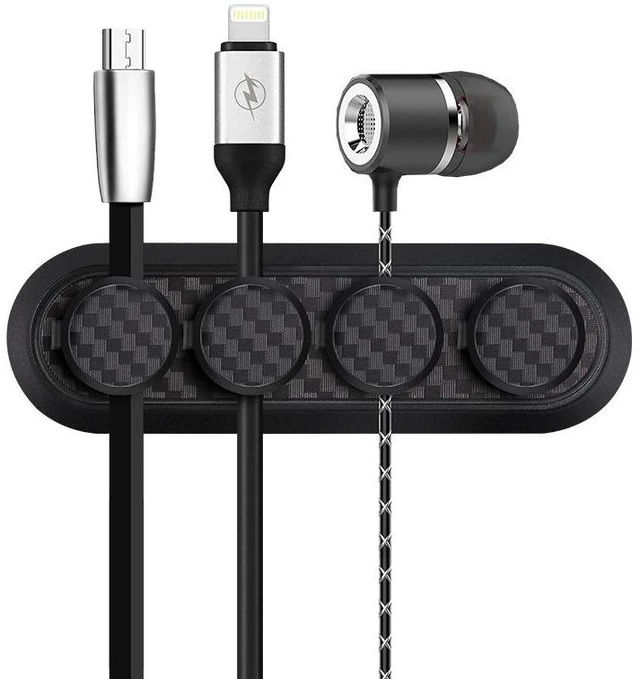 Main image of Car ABS+PA Carbon Fiber Magnetic Charging Cable Storage USB Data Line Clip Holder Organizer for Windshield-Durable