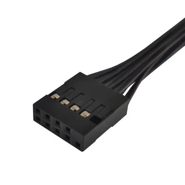 Alt view image 5 of 6 - 9 Pin 1 Female to 2 Male Y Splitter Adapter Black Shielded Cable USB Motherboard Cable USB Header Extension Cable