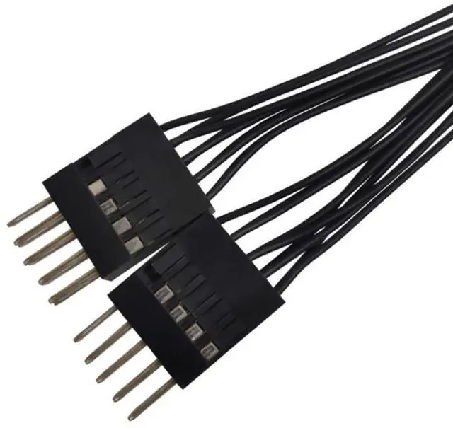 Alt view image 2 of 6 - 9 Pin 1 Female to 2 Male Y Splitter Adapter Black Shielded Cable USB Motherboard Cable USB Header Extension Cable