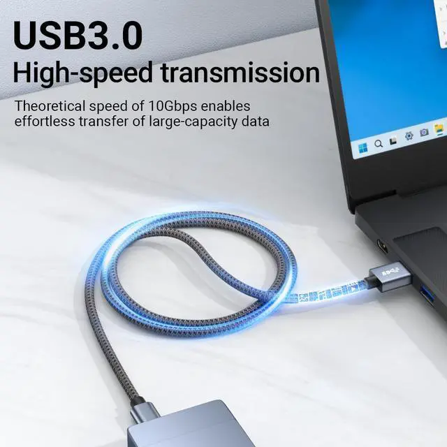 Alt view image 6 of 6 - USB3.0 Data Cable 3A High Current PD60W Fast Charging Aluminum Braided Network 10Gbps Transmission Cable Length Net:0.5 m
