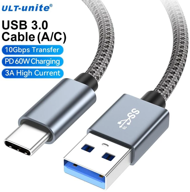 Main image of USB3.0 Data Cable 3A High Current PD60W Fast Charging Aluminum Braided Network 10Gbps Transmission Cable Length Net:1 m