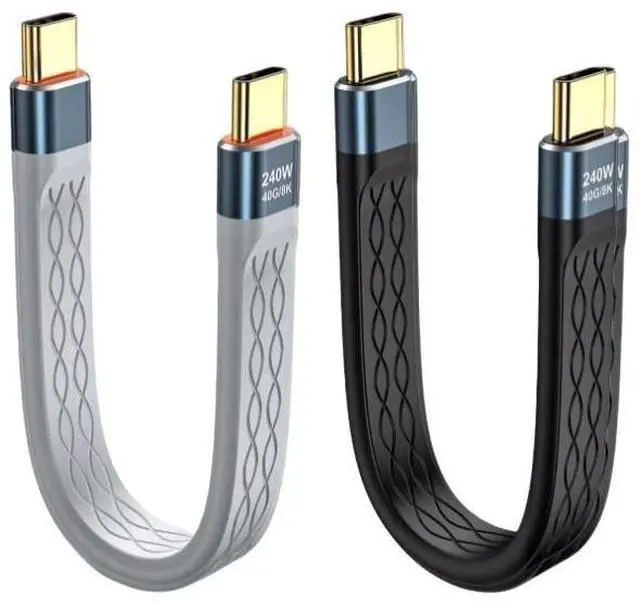 Alt view image 2 of 6 - 5.2 Inch Thunderbolt 4 Cable 240W USB4 40Gbps Data 8K 60Hz 4K 144Hz Video Fast Charging for MacBook Monitor Microphone