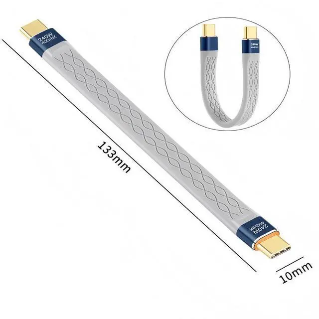 Alt view image 4 of 6 - 5.2 Inch Thunderbolt 4 Cable 240W USB4 40Gbps Data 8K 60Hz 4K 144Hz Video Fast Charging for MacBook Monitor Microphone