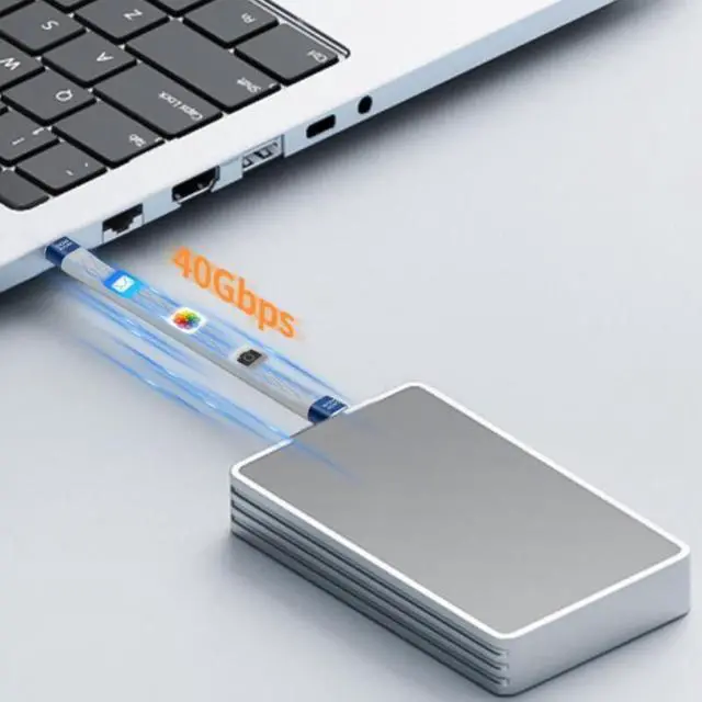 Alt view image 3 of 6 - 5.2 Inch Thunderbolt 4 Cable 240W USB4 40Gbps Data 8K 60Hz 4K 144Hz Video Fast Charging for MacBook Monitor Microphone