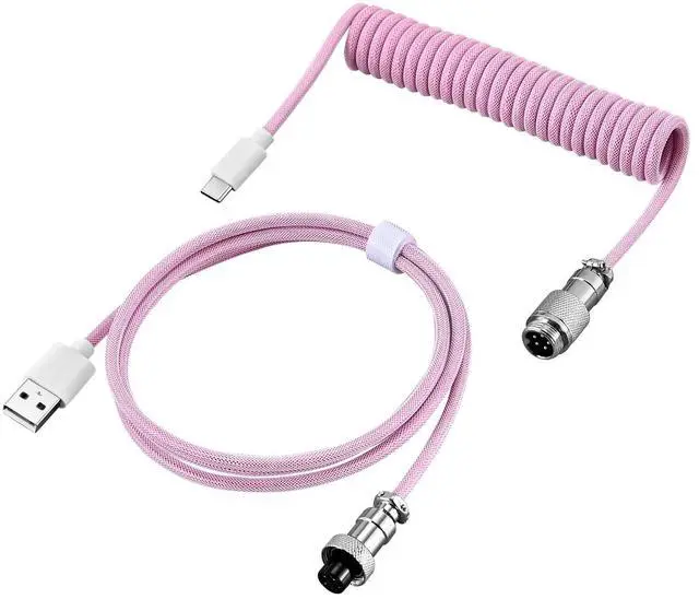 Alt view image 4 of 4 - DIY Aviation Plug Type-C/USB-A Gaming Keyboard Data Cable with Oxygen-Free Copper for Fast Data Transfer and Mobile Use Colorful-3M