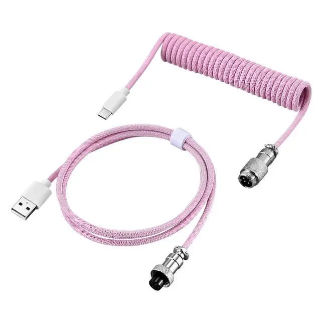 Alt view image 4 of 4 - DIY Aviation Plug Type-C/USB-A Gaming Keyboard Data Cable with Oxygen-Free Copper for Fast Data Transfer and Mobile Use Blue-3M