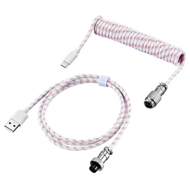 Alt view image 2 of 4 - DIY Aviation Plug Type-C/USB-A Gaming Keyboard Data Cable with Oxygen-Free Copper for Fast Data Transfer and Mobile Use Blue-3M