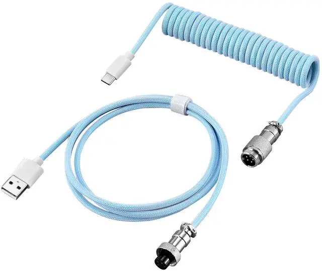 Main image of DIY Aviation Plug Type-C/USB-A Gaming Keyboard Data Cable with Oxygen-Free Copper for Fast Data Transfer and Mobile Use Blue-3M