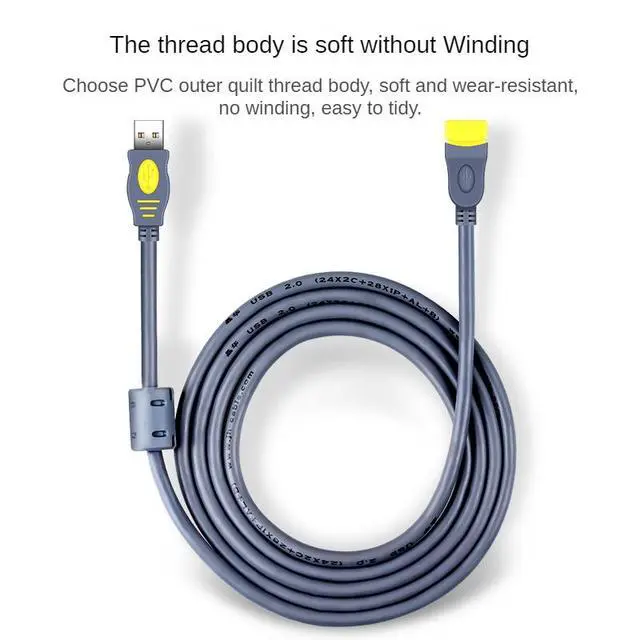 Alt view image 3 of 5 - USB 2.0 Tinned Copper Core Aluminum Foil + Magnetic Ring Shielded Eco-friendly PVC Extension Cable 30M